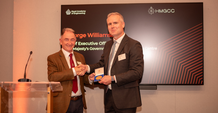 2024 09 16 HMGCC CEO George Williamson Receives The President's Special Medal From Sir Jim Mcdonald (Right), President Of The Royal Academy Of Engineering