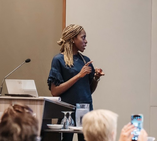 Marie presenting during Session 1